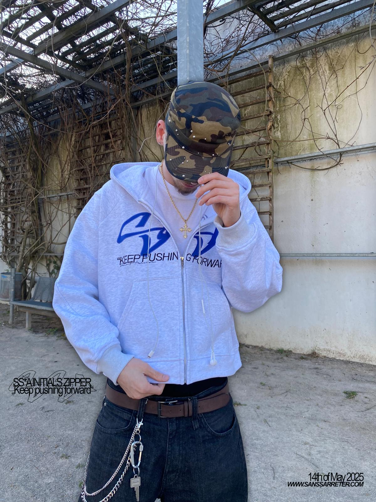 Blue Initials Zipper