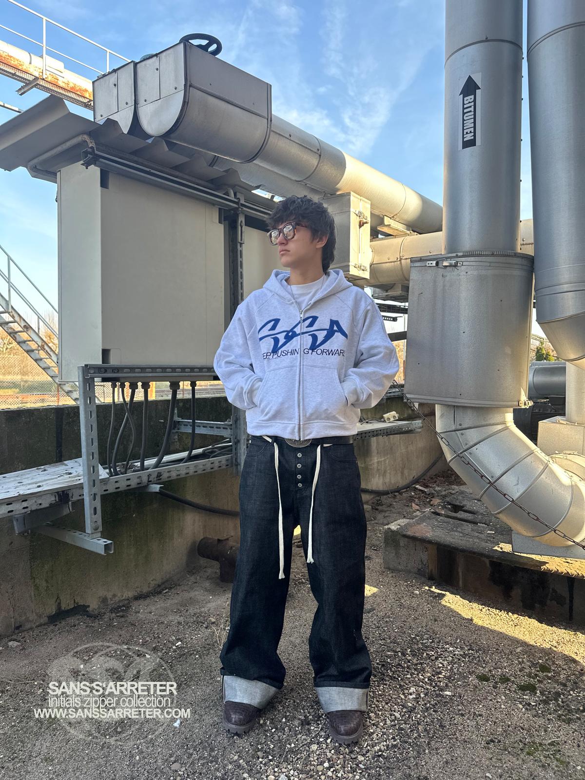 Blue Initials Zipper